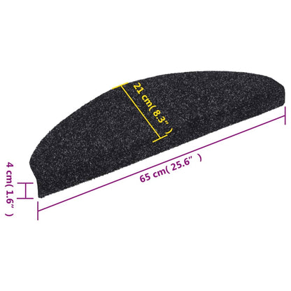 Tappetini per scale autoadesivi 10 pz 65x21x4 cm neri semicircolari grandi - homemem39