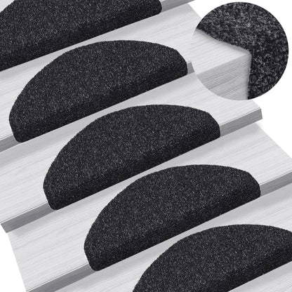 Tappetini per scale autoadesivi 10 pz 65x21x4 cm neri semicircolari grandi - homemem39