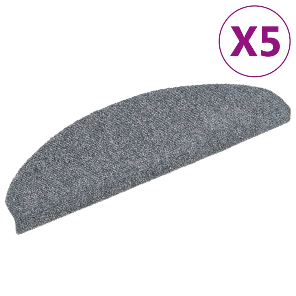 Tappetini per scale autoadesivi 5 pz 65x21x4 cm Grigio chiaro Semicircolari Grandi - homemem39