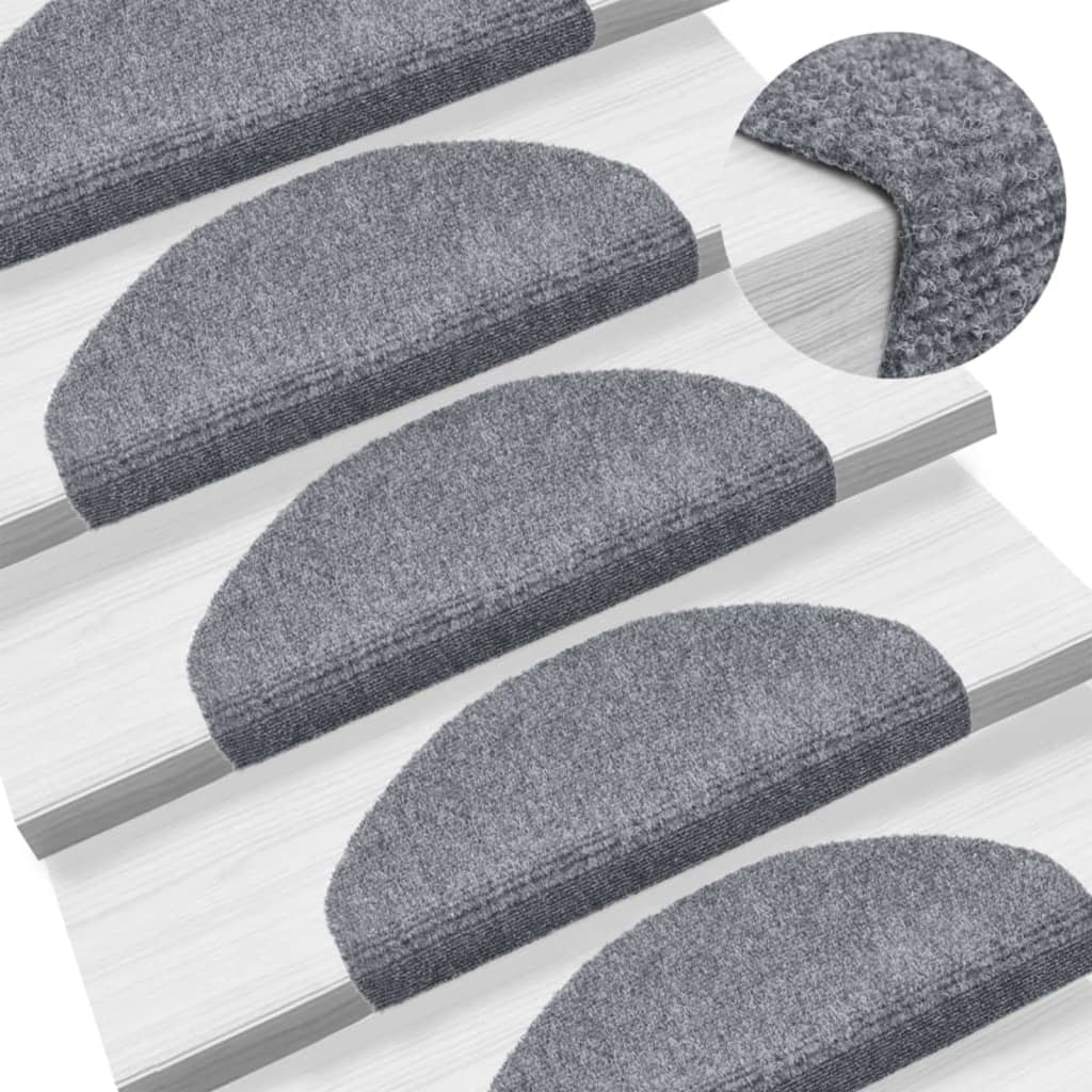 Tappetini per scale autoadesivi 5 pz 65x21x4 cm Grigio chiaro Semicircolari Grandi - homemem39