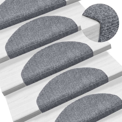 Tappetini per scale autoadesivi 5 pz 65x21x4 cm Grigio chiaro Semicircolari Grandi - homemem39
