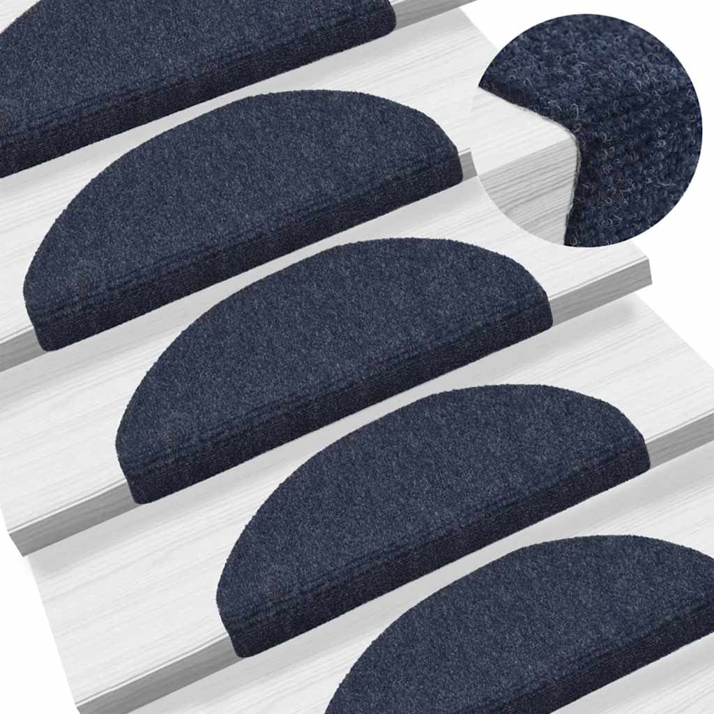 Tappetini per scale autoadesivi 5 pz 65x21x4 cm blu semicircolari grandi - homemem39