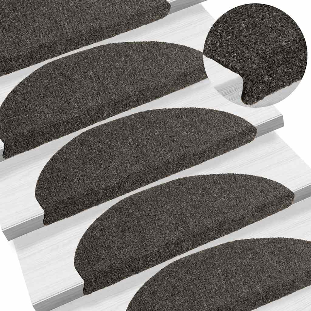 Tappetini per scale autoadesivi 10 pz 65x21x4 cm Antracite Semicircolari Grandi - homemem39