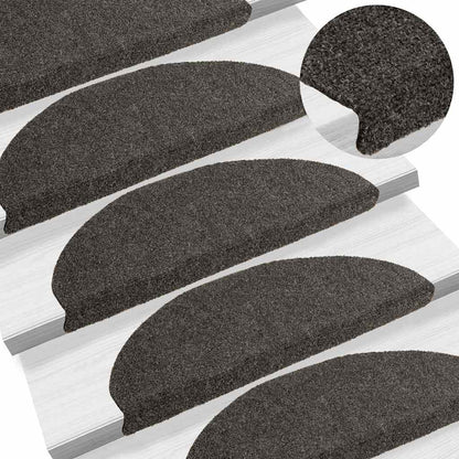 Tappetini per scale autoadesivi 10 pz 65x21x4 cm Antracite Semicircolari Grandi - homemem39
