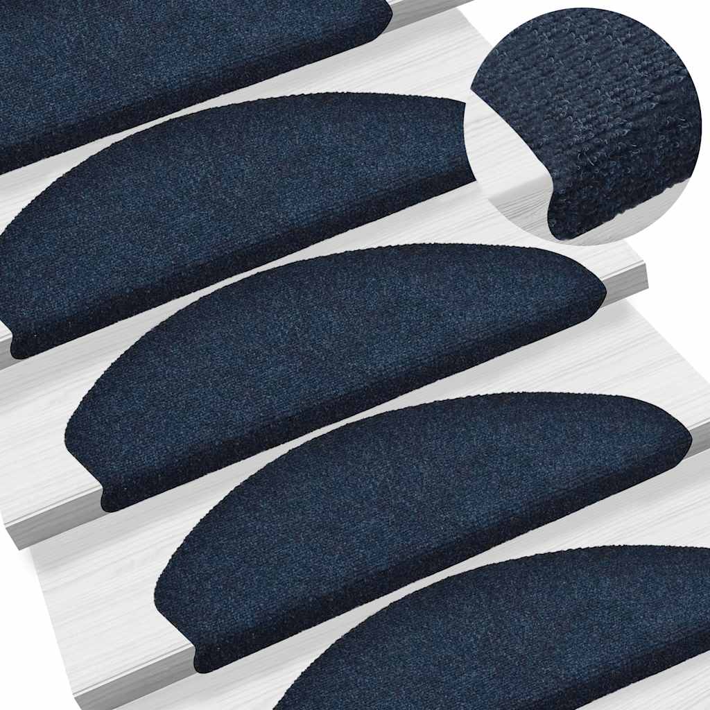 Tappetini per scale autoadesivi 5 pz 65x21x4 cm blu navy semicircolari grandi