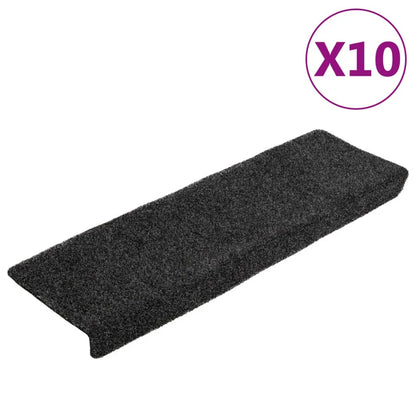 Tappetini per scale autoadesivi 10 pz 65x21x4 cm grigio bordo rettangolare - homemem39