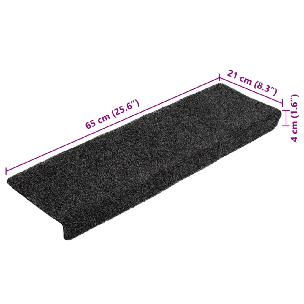 Tappetini per scale autoadesivi 10 pz 65x21x4 cm grigio bordo rettangolare - homemem39