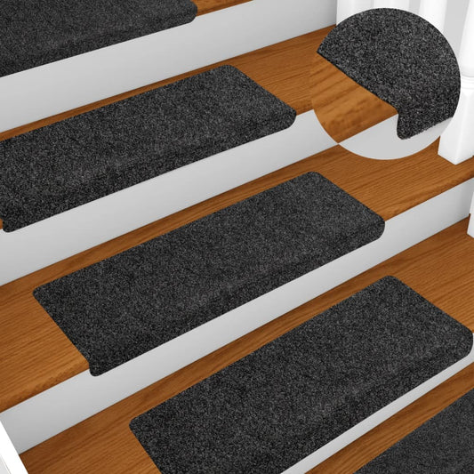 Tappetini per scale autoadesivi 10 pz 65x21x4 cm grigio bordo rettangolare - homemem39