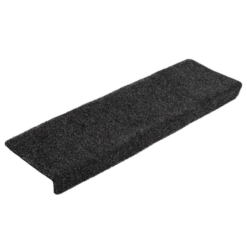 Tappetini per scale autoadesivi 5 pz 65x21x4 cm neri con bordo rettangolare - homemem39