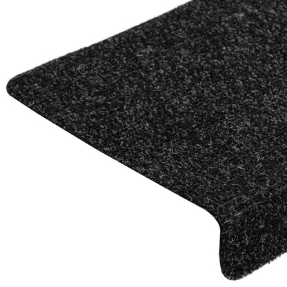 Tappetini per scale autoadesivi 5 pz 65x21x4 cm neri con bordo rettangolare - homemem39