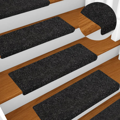 Tappetini per scale autoadesivi 5 pz 65x21x4 cm neri con bordo rettangolare - homemem39