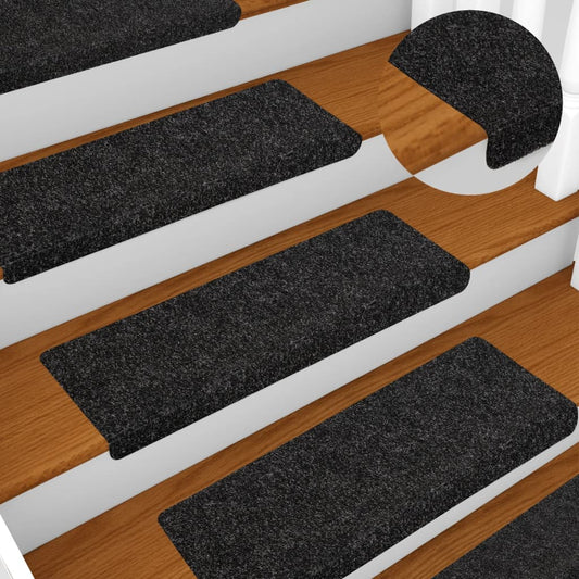 Tappetini per scale autoadesivi 5 pz 65x21x4 cm neri con bordo rettangolare - homemem39