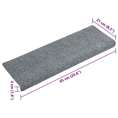 Tappetini per scale autoadesivi 5 pz 65x21x4 cm Grigio chiaro bordo rettangolare - homemem39