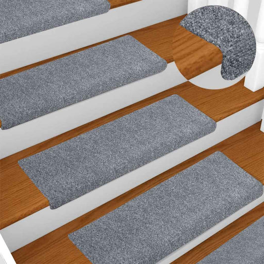 Tappetini per scale autoadesivi 5 pz 65x21x4 cm Grigio chiaro bordo rettangolare - homemem39