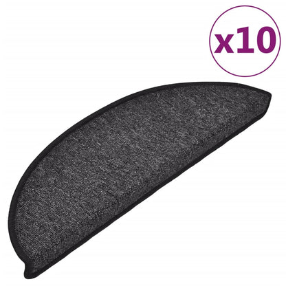 Tappetini per scale 10 pz 56x17x3 cm Antracite Semicircolari - homemem39