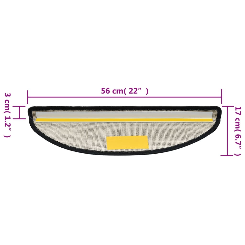 Tappetini per scale 10 pz 56x17x3 cm Antracite Semicircolari - homemem39