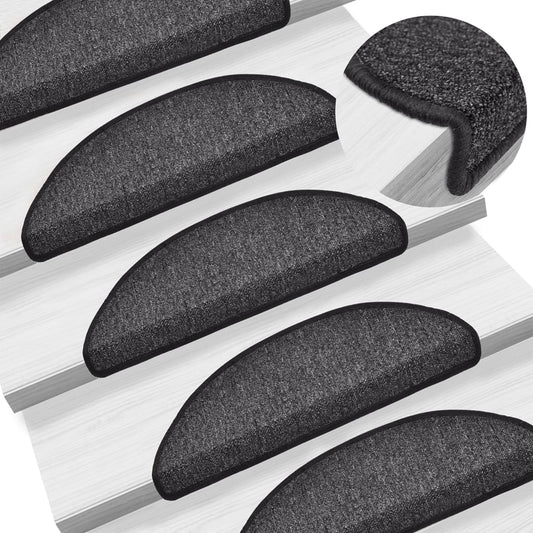 Tappetini per scale 10 pz 56x17x3 cm Antracite Semicircolari - homemem39