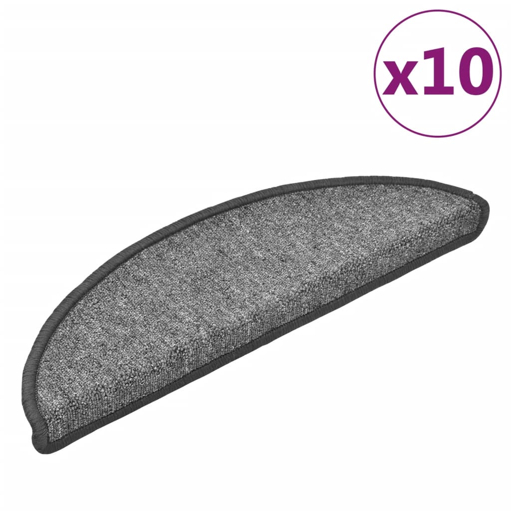 Tappetini per scale 10 pz 56x17x3 cm Grigio scuro Semicircolari - homemem39