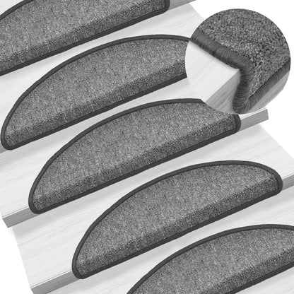 Tappetini per scale 10 pz 56x17x3 cm Grigio scuro Semicircolari - homemem39
