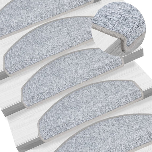 Tappetini per scale 10 pz 65x24x4 cm Grigio chiaro Semicircolari Grandi - homemem39