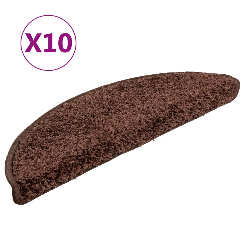 Tappetini per scale 10 pz 56x17x3 cm Marrone Semicircolari - homemem39