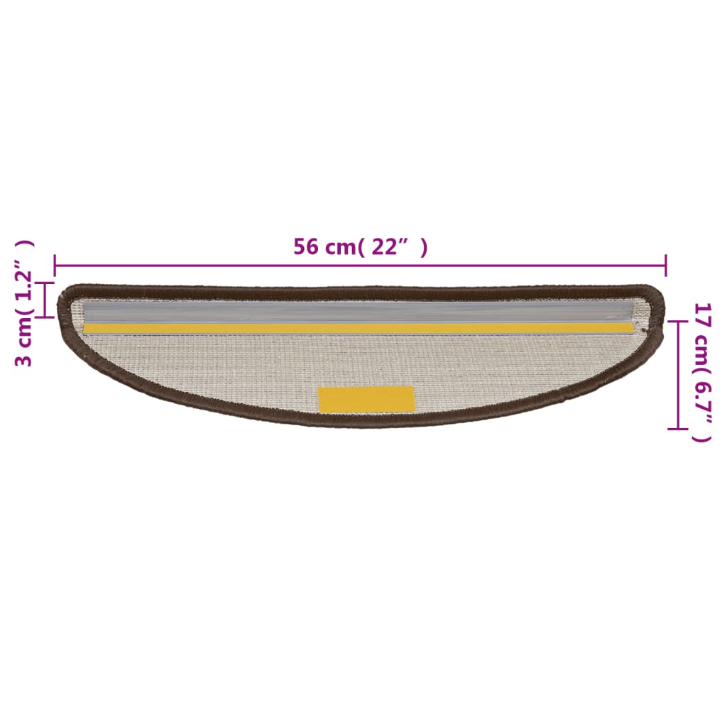 Tappetini per scale 10 pz 56x17x3 cm Marrone Semicircolari - homemem39