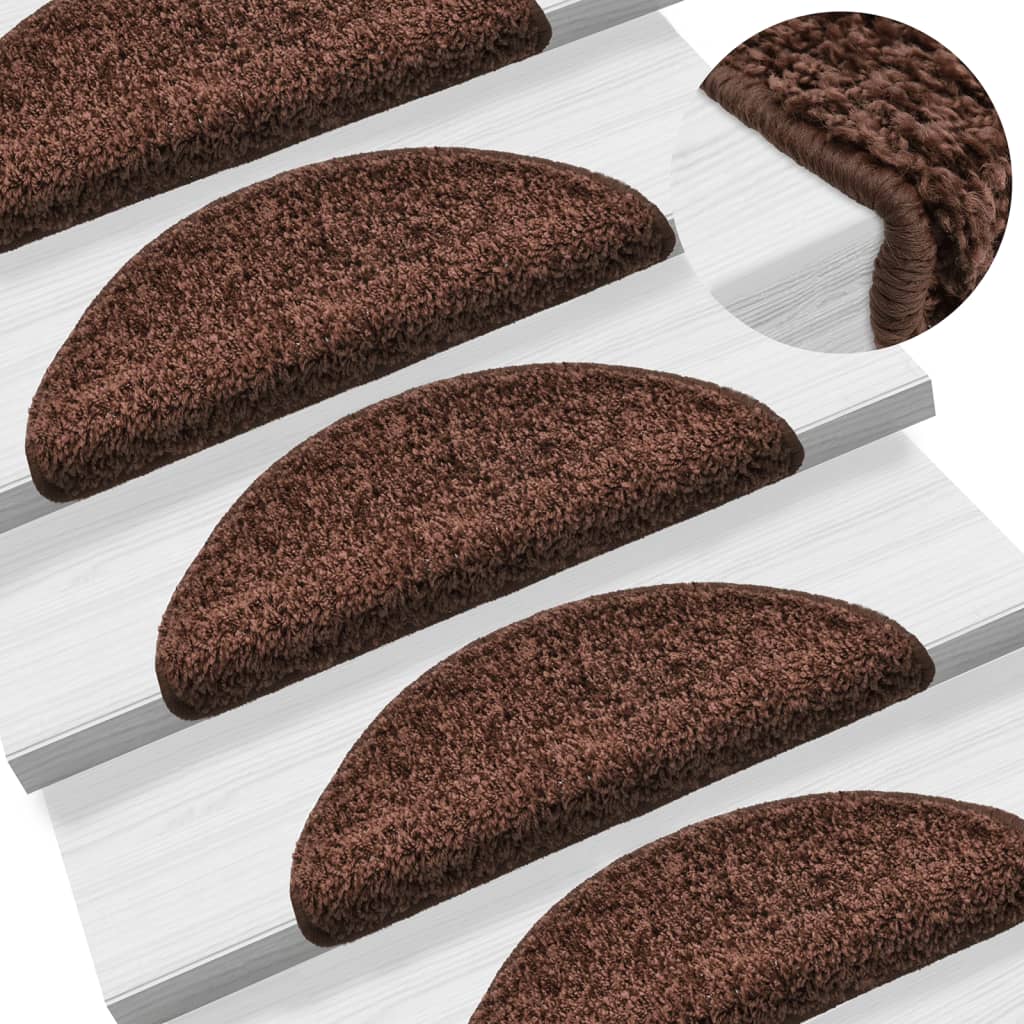 Tappetini per scale 10 pz 56x17x3 cm Marrone Semicircolari - homemem39