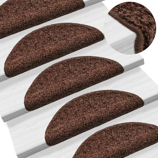 Tappetini per scale 10 pz 56x17x3 cm Marrone Semicircolari - homemem39