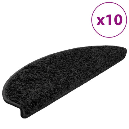 Tappetini per scale 10 pz 65x21x4 cm Nero Semicircolari Grandi - homemem39