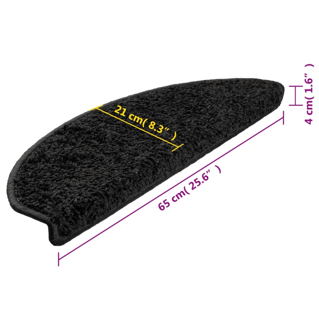 Tappetini per scale 10 pz 65x21x4 cm Nero Semicircolari Grandi - homemem39