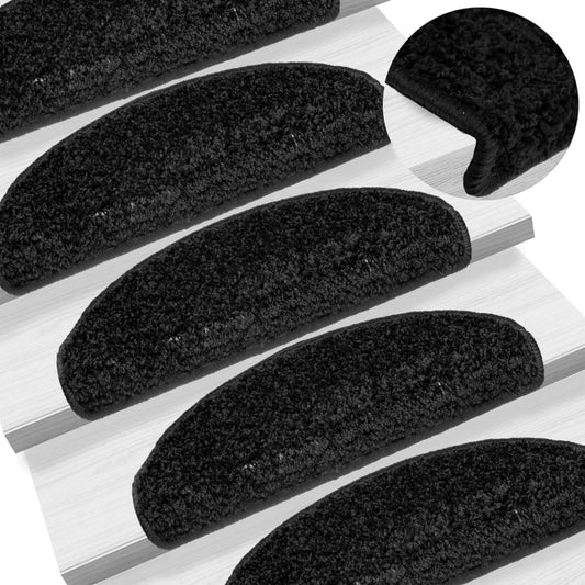 Tappetini per scale 10 pz 65x21x4 cm Nero Semicircolari Grandi - homemem39