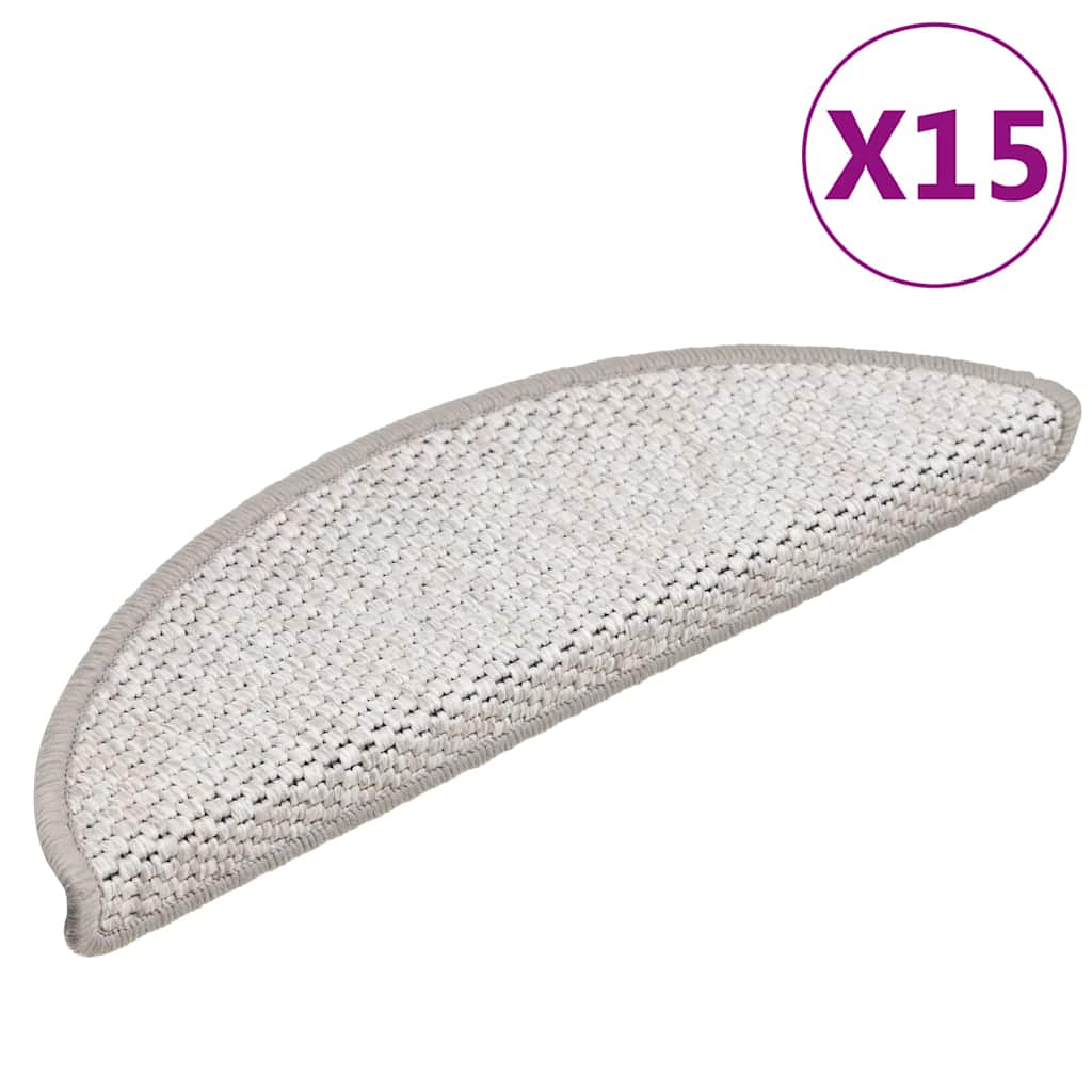 Tappeti Adesivi Scale Aspetto Sisal 15 pz 56x17x3 cm Platino