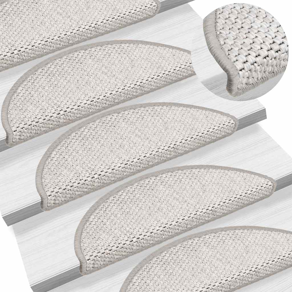 Tappeti Adesivi Scale Aspetto Sisal 15 pz 56x17x3 cm Platino
