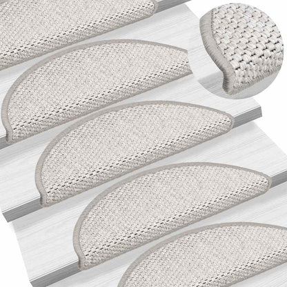 Tappeti Adesivi Scale Aspetto Sisal 15 pz 56x17x3 cm Platino