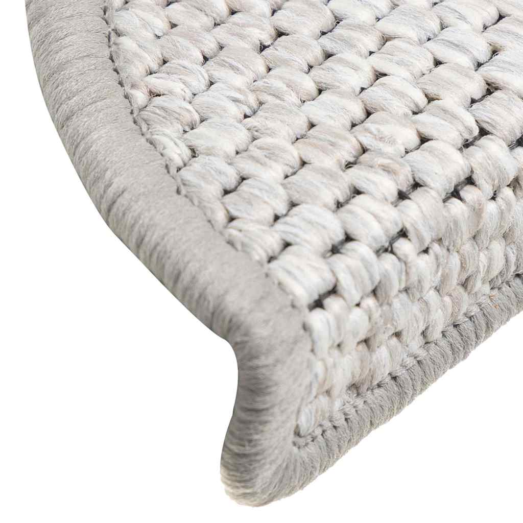 Tappeti Adesivi Scale Aspetto Sisal 15 pz 56x17x3 cm Platino