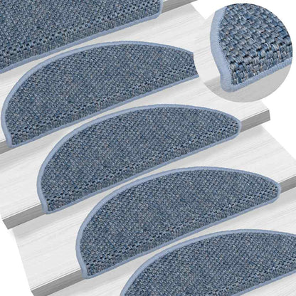 Tappeti Autoadesivi per Scale Aspetto Sisal 15pz 56x17x3 cm Blu
