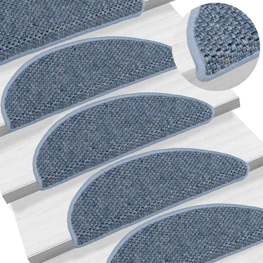 Tappeti Autoadesivi per Scale Aspetto Sisal 15pz 56x17x3 cm Blu