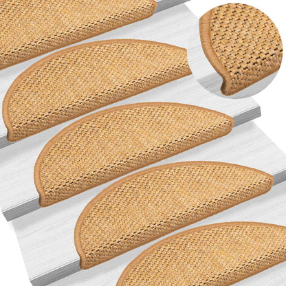 Tappeti Autoadesivi Scale Aspetto Sisal 15 pz 56x17x3 cm Sisal | homemem39