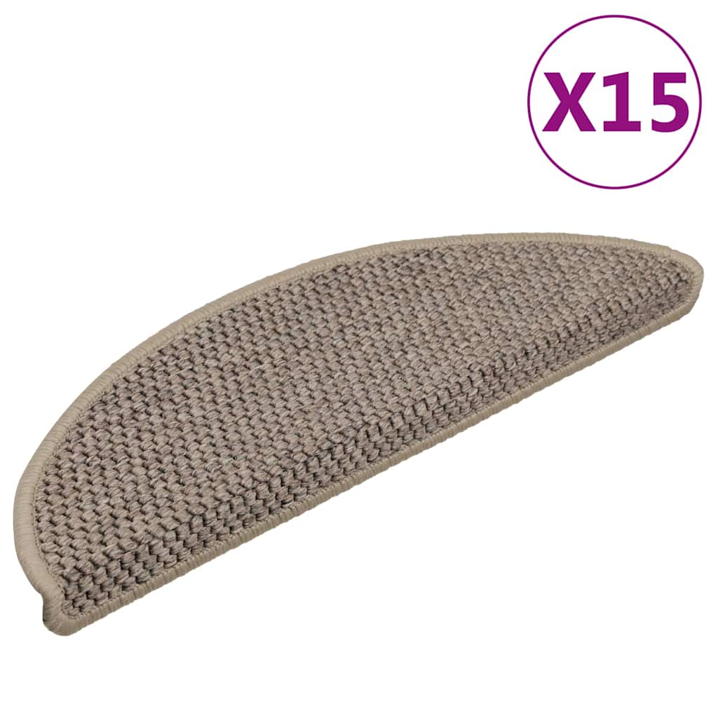 Tappeti Adesivi Scale Aspetto Sisal 15 pz Beige Scuro