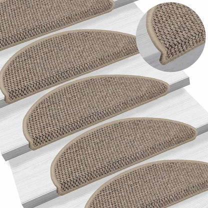 Tappeti Adesivi Scale Aspetto Sisal 15 pz Beige Scuro