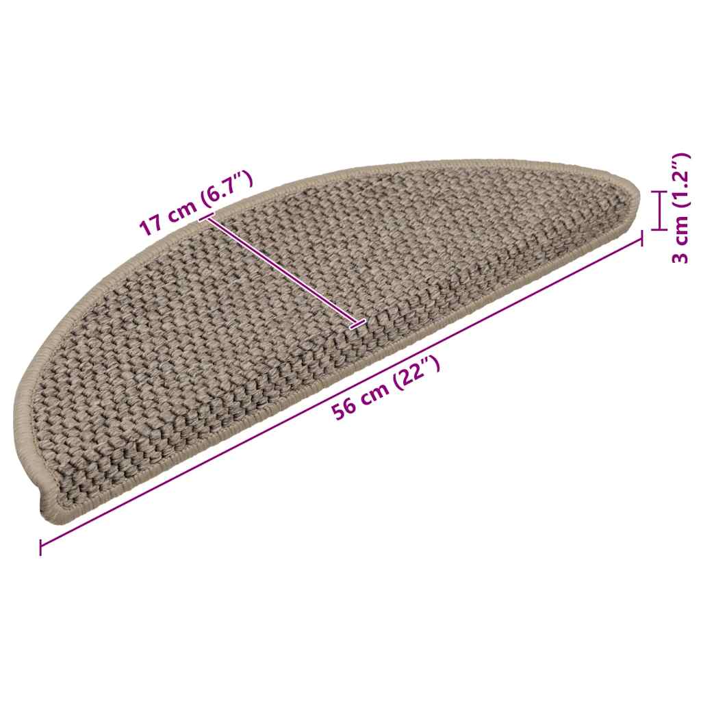 Tappeti Adesivi Scale Aspetto Sisal 15 pz Beige Scuro