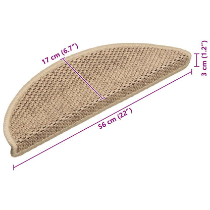 Tappeti Autoadesivi Scale Aspetto Sisal 15 pz 56x17x3 cm Sabbia | homemem39