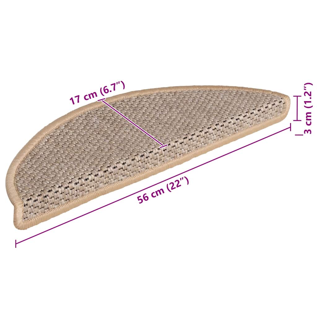 Tappeti Adesivi Scale Aspetto Sisal 15pz Chiaro