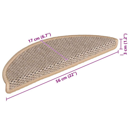 Tappeti Adesivi Scale Aspetto Sisal 15pz Chiaro