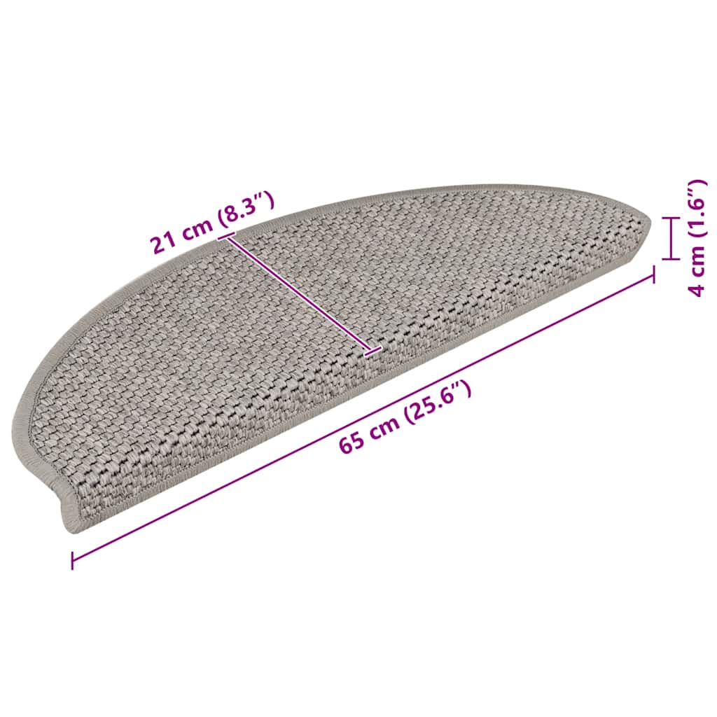 Tappeti Autoadesivi Scale Aspetto Sisal 15 pz 65x21x4cm Argento | homemem39
