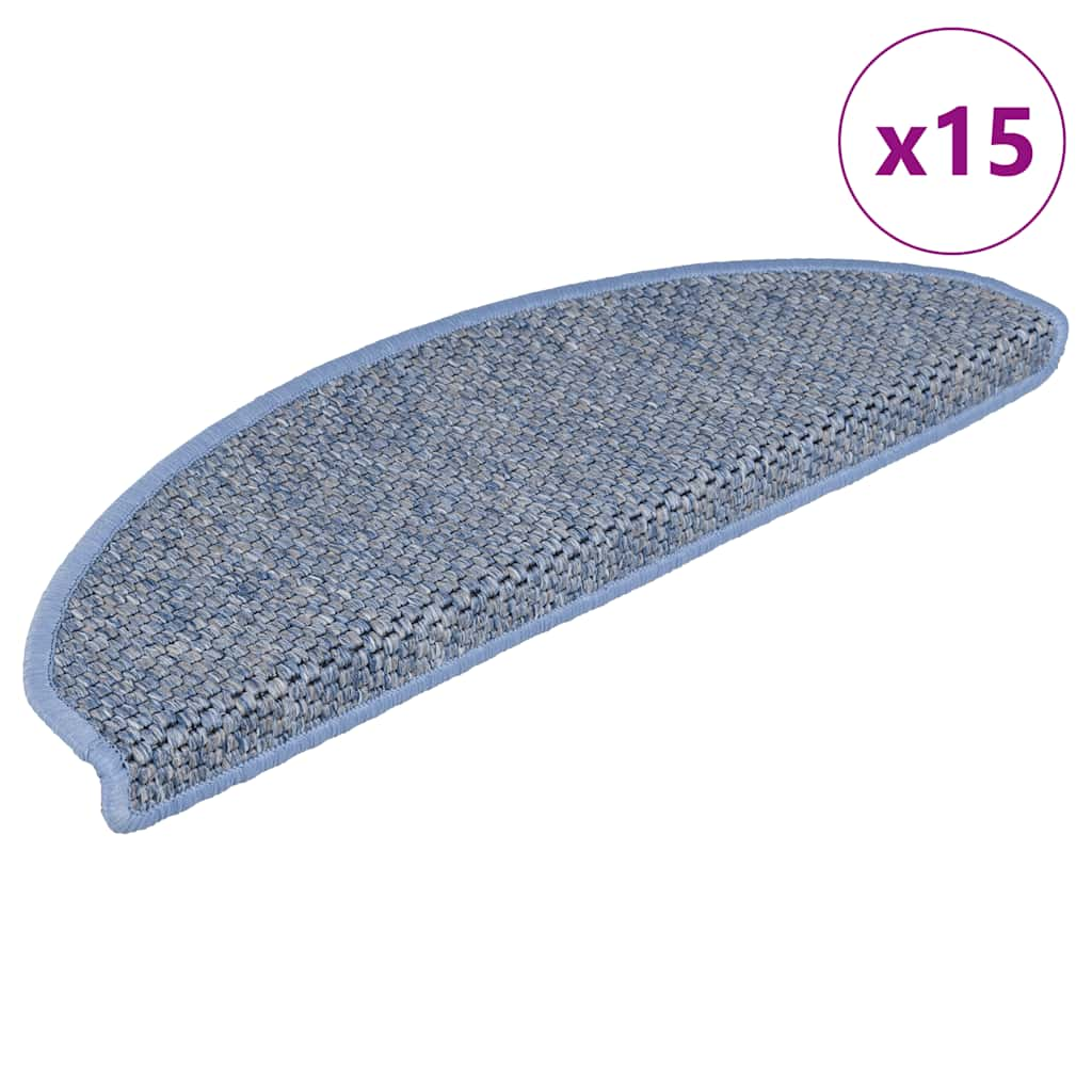 Tappeti Autoadesivi Scale Aspetto Sisal 15 pz 65x21x4 cm Blu