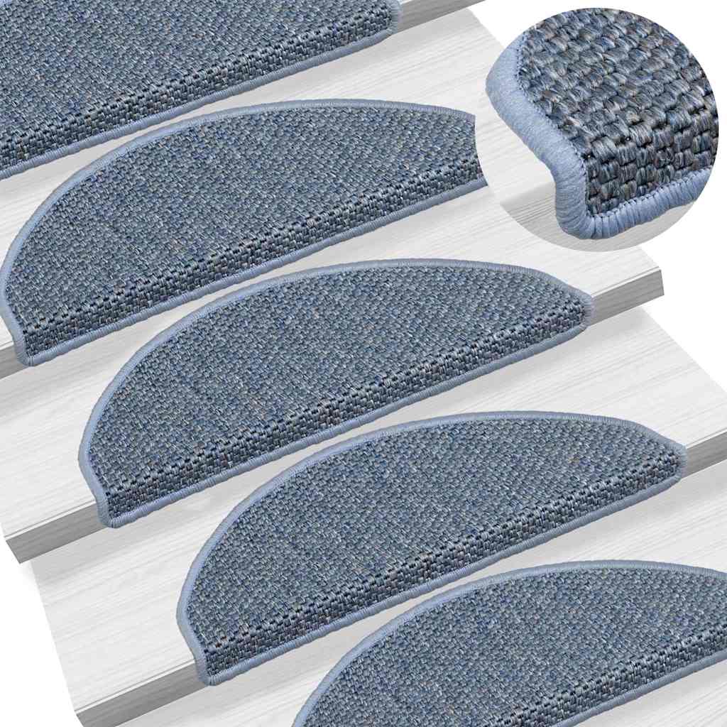 Tappeti Autoadesivi Scale Aspetto Sisal 15 pz 65x21x4 cm Blu - homemem39