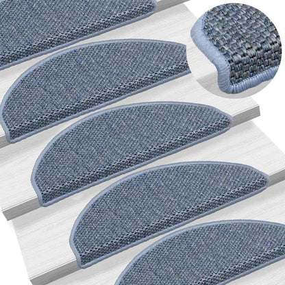 Tappeti Autoadesivi Scale Aspetto Sisal 15 pz 65x21x4 cm Blu - homemem39