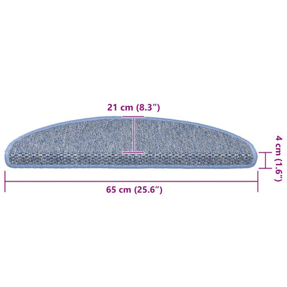 Tappeti Autoadesivi Scale Aspetto Sisal 15 pz 65x21x4 cm Blu