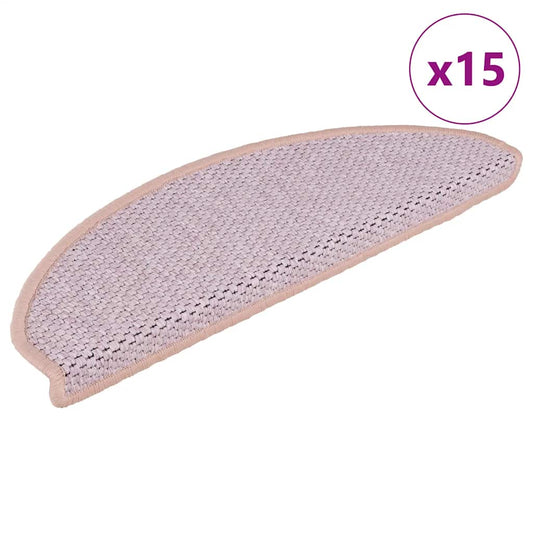 Tappeti Autoadesivi Scale Aspetto Sisal 15pz 65x21x4 cm Rosa